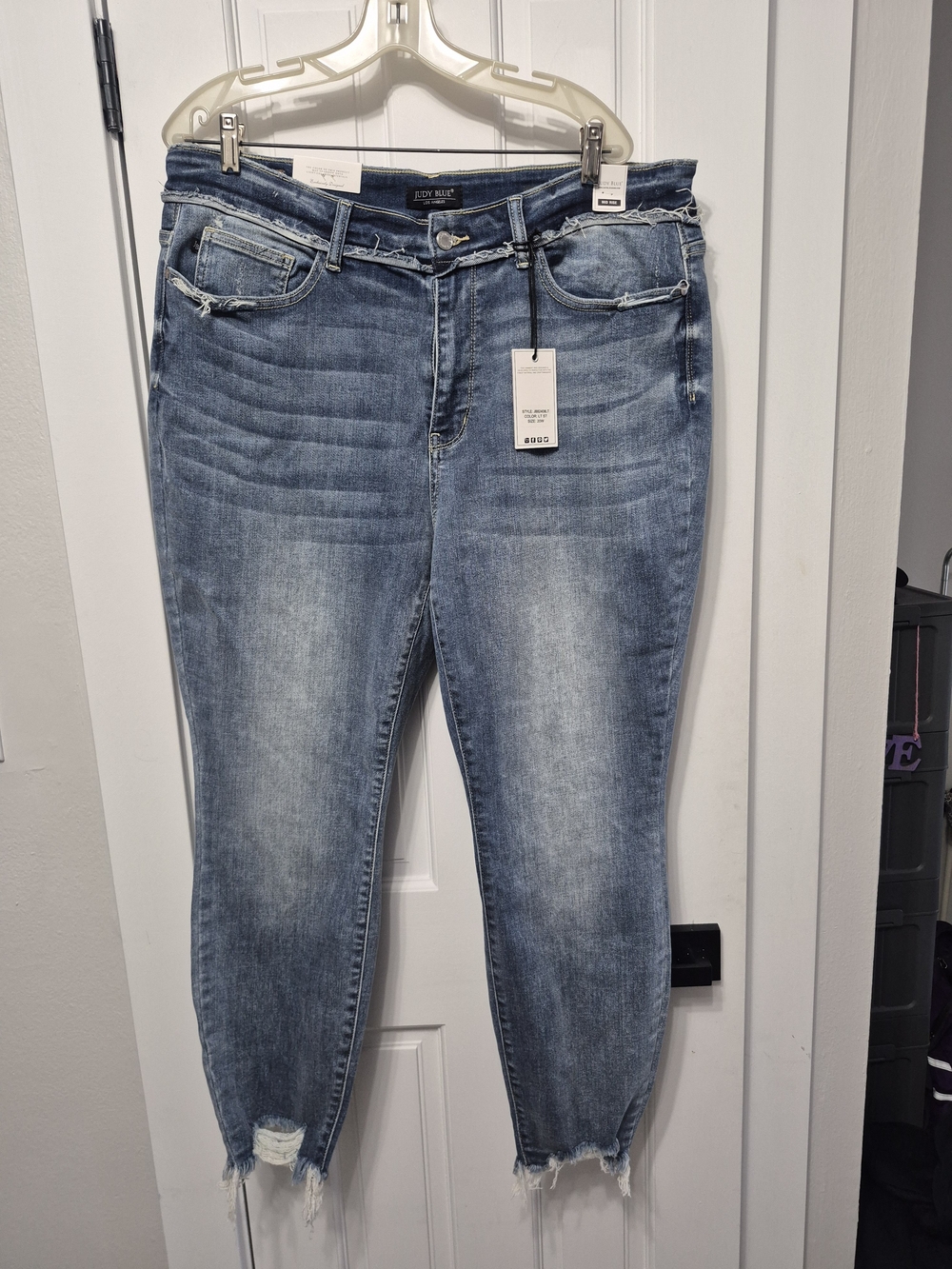 Judy Blue Medium Light Blue Distressed Ankle Jeans